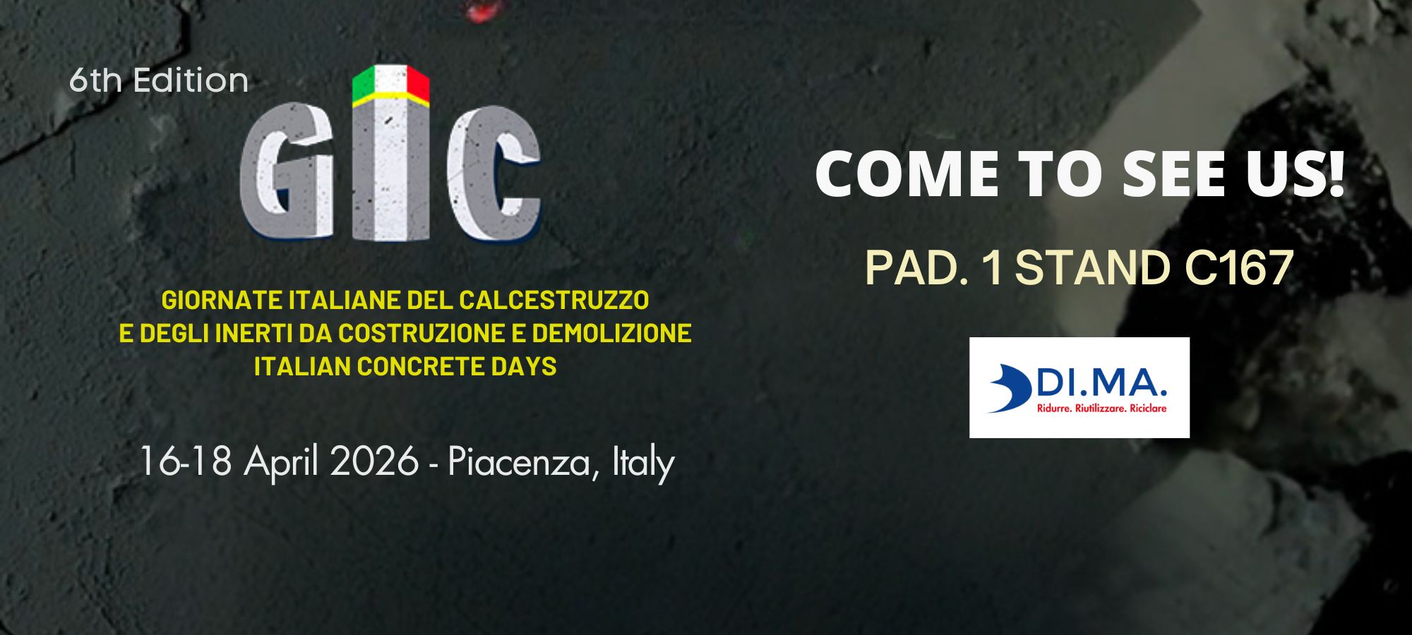 L'immagine con il numero di stand, indirizzo e la data dell'evento GIC