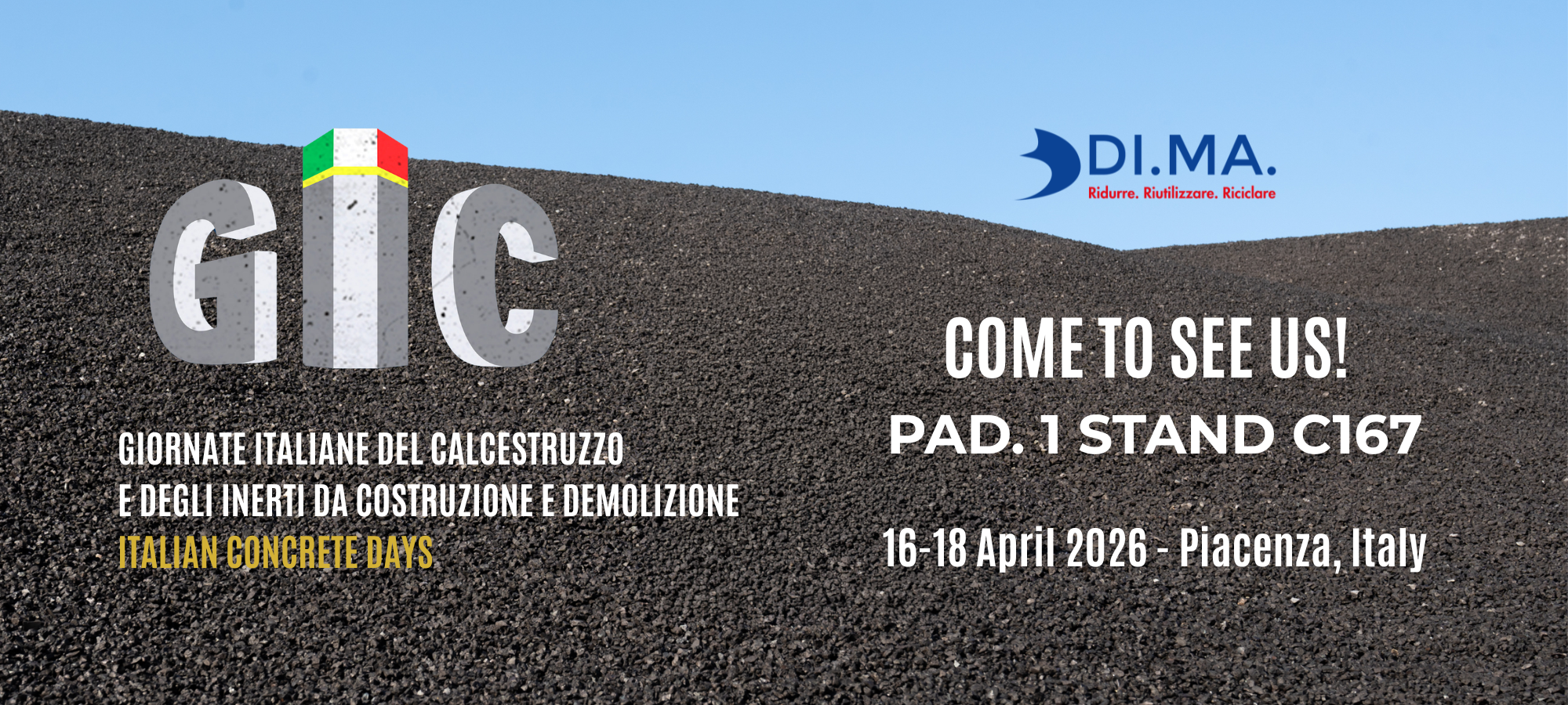 la foto con lo sfondo di calcestruzzo e indirizzo dell'evento